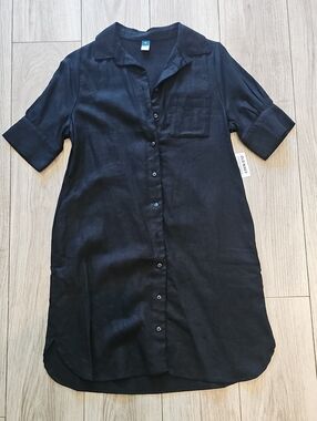 Old Navy Linen-Blend Short-Sleeve Button-Down Shirt Dress